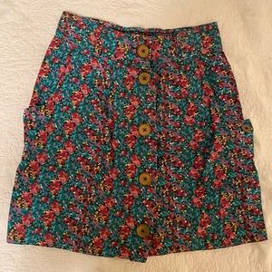 Cooperative Floral Vintage Style Button Down Skirt